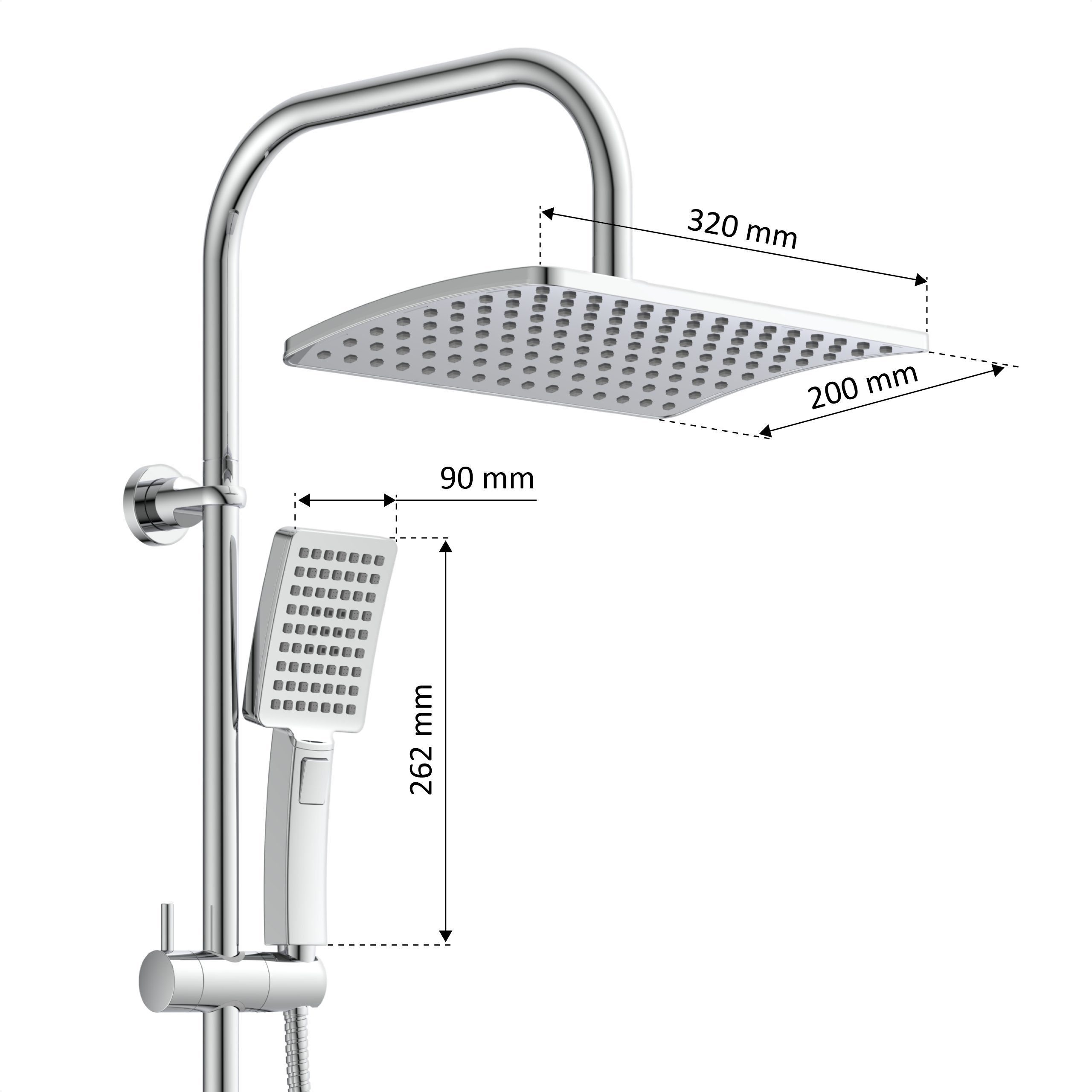 instmaier Brausegarnitur, 3 Strahlart(en), mit Duschablage, ohne Thermostat, modernes Design
