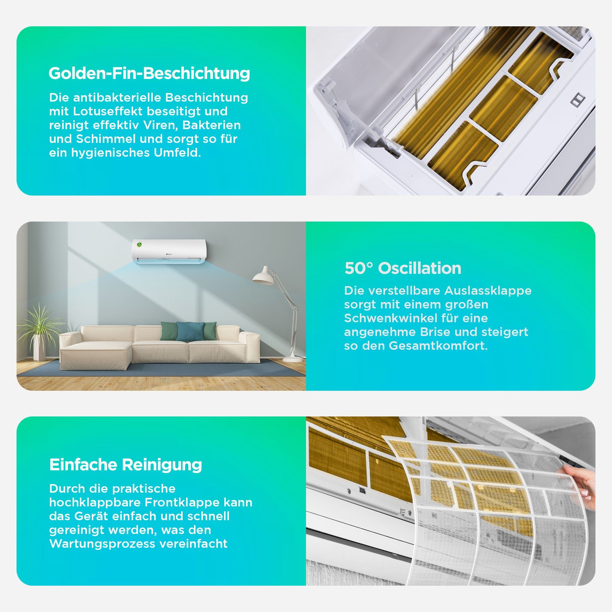 Homelux Split-Klimagerät ACS, mit WiFi/App Funktion, Kühlen A++/ Heizen A+ 9000 BTU/h (2.600 Watt)