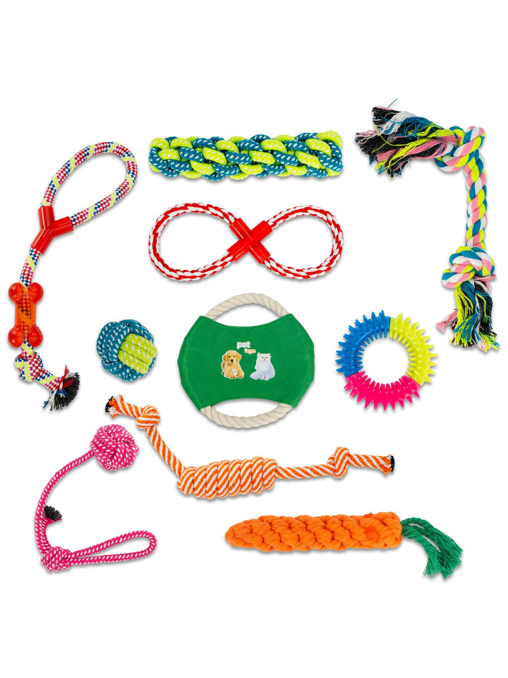 Intirilife 10er Set Hundespielzeug Kauspielzeug in Bunt günstig kaufen onesize