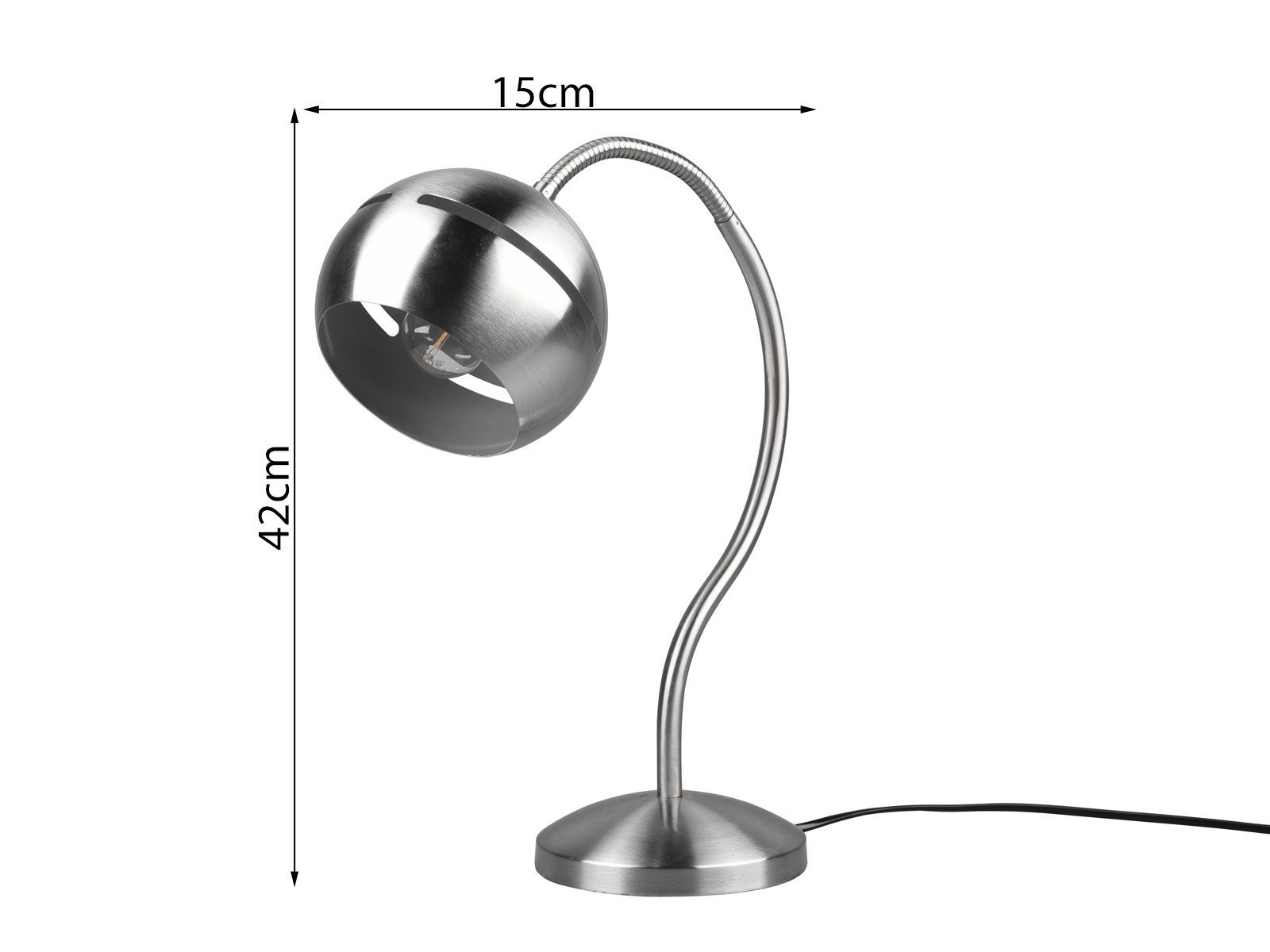 meineWunschleuchte LED Tischleuchte, Dimmer, LED wechselbar, warmweiß, groß-e Designer Schreib-tischlampe Arbeitsleuchte Silber, Höhe 42cm