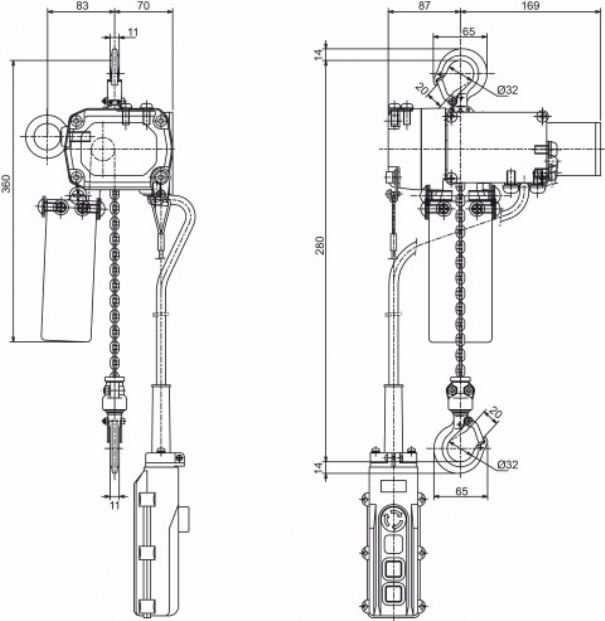 Rema 0511003-7 BETA-H/200KG/7M Elephant BETA 230 V elektrisk kædetalje 1 hastighed 7,0 m 200 kg 511003