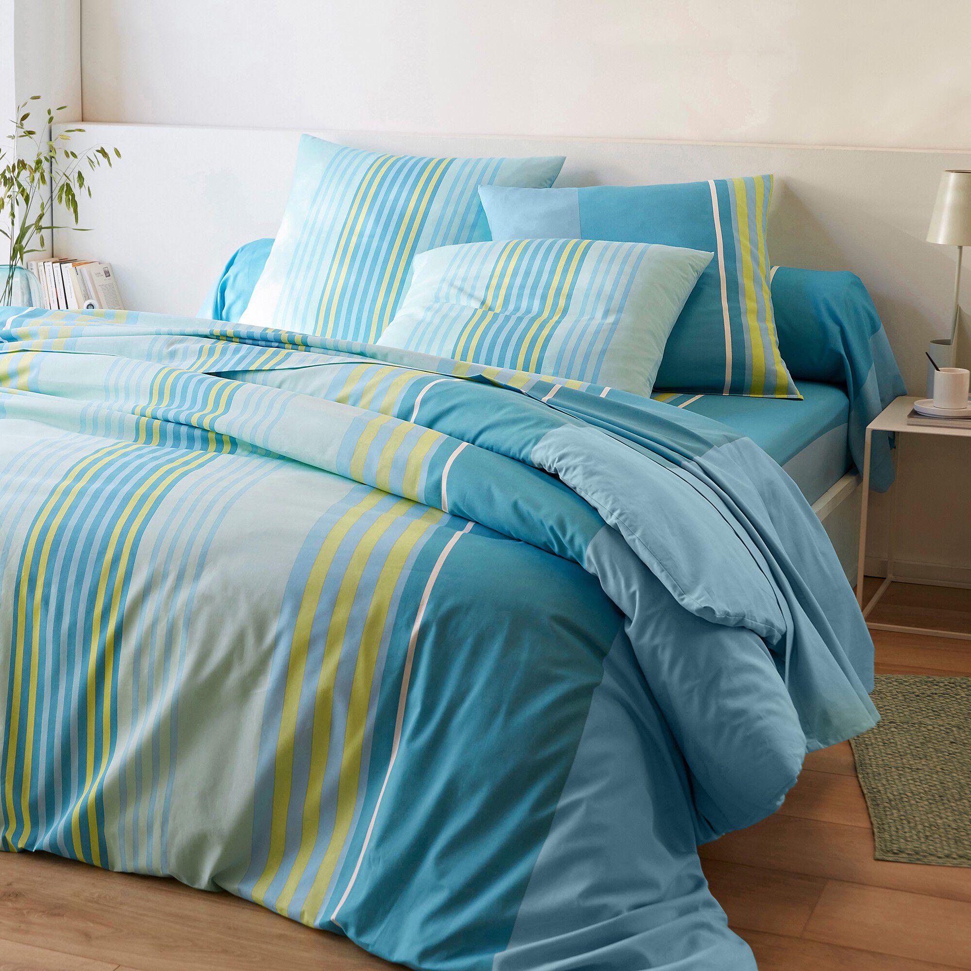 Linge de lit Détroit en coton imprimé rayures