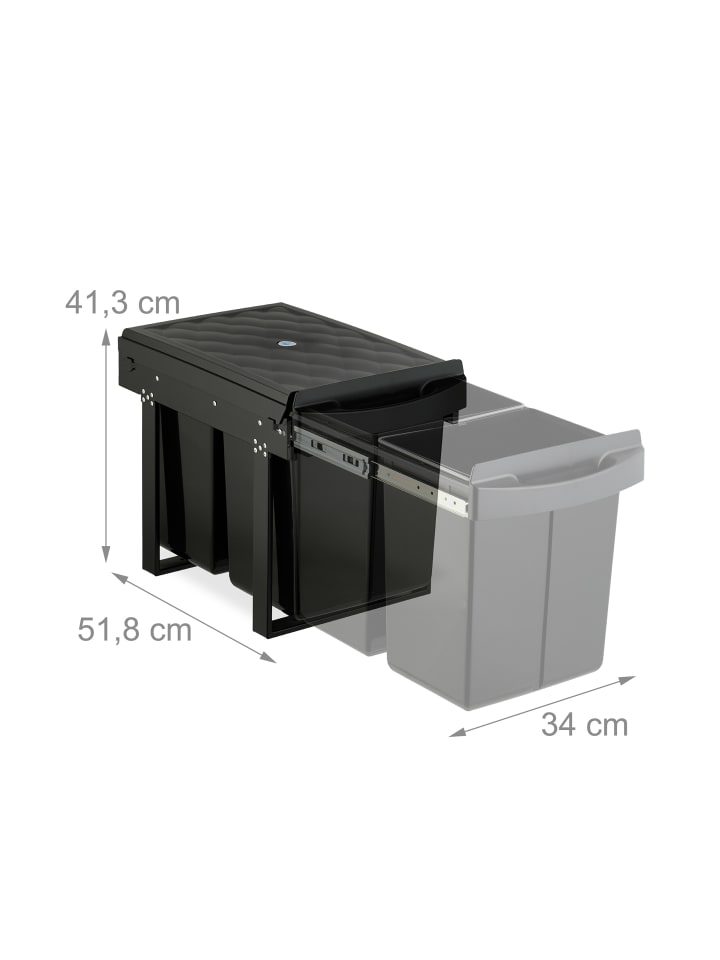 relaxdays Einbaumülleimer in Schwarz - 2x 20 l günstig kaufen onesize