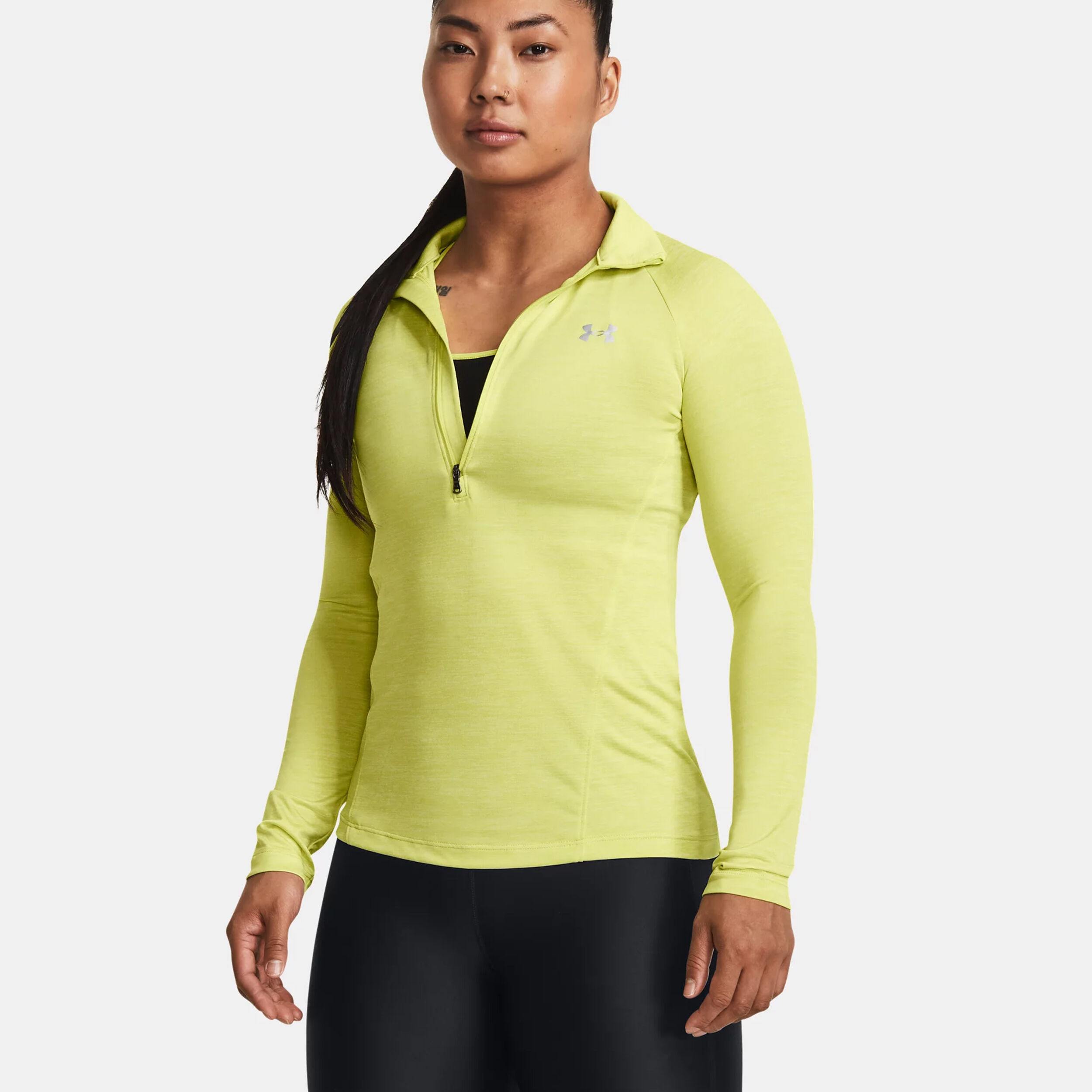 Tech Half-Zip Twist Longsleeve Damen - Neongelb