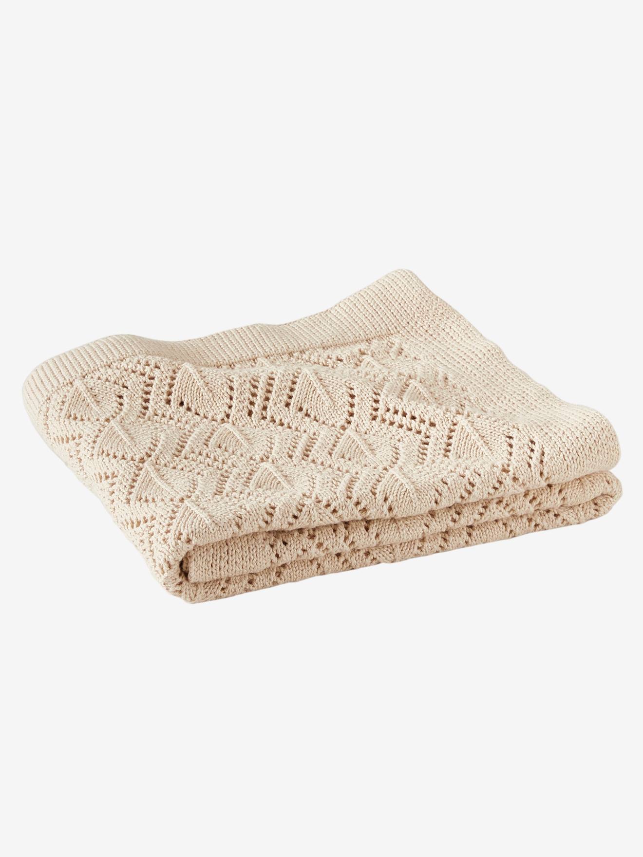 Couverture pointelle en coton bio* sable