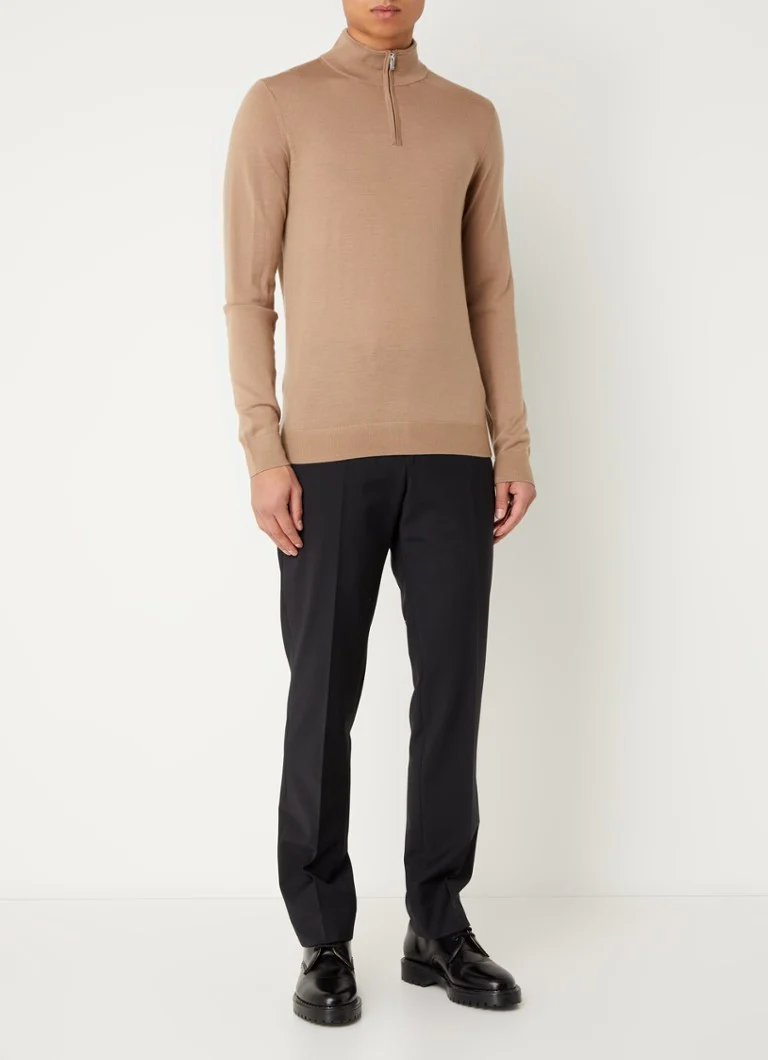 Maglione Reiss in lana pregiata con mezza zip