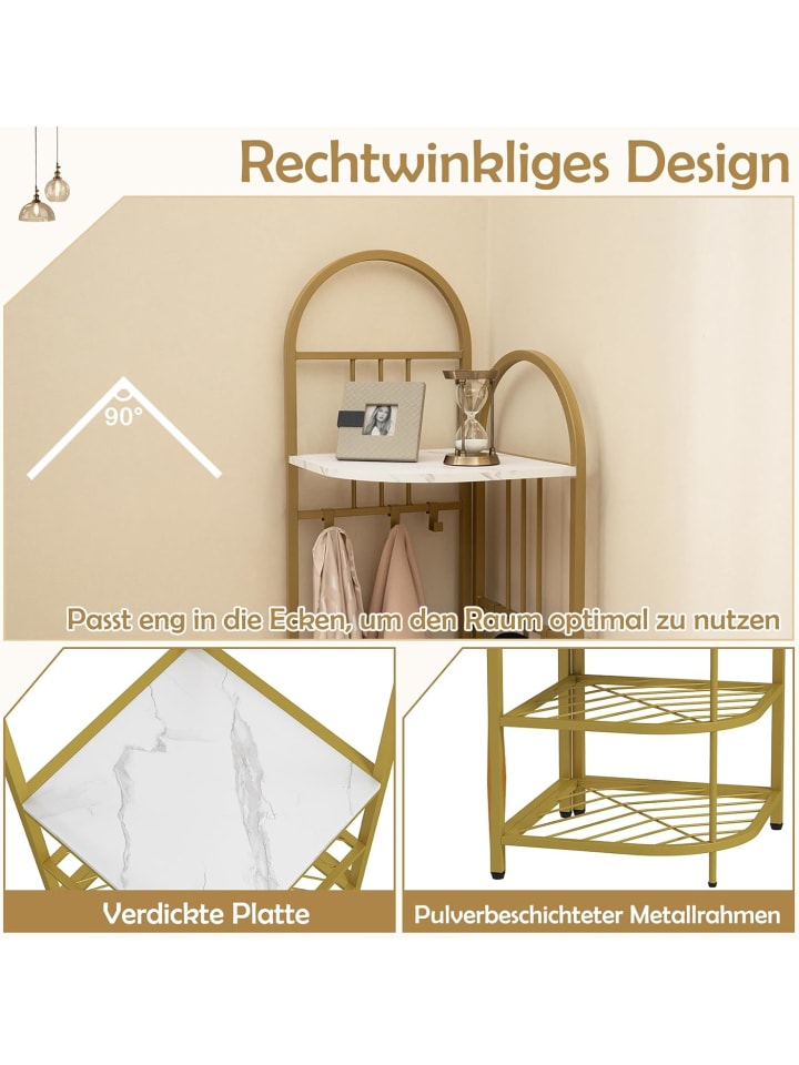 COSTWAY 180CM Garderobenständer Eck in Gold günstig kaufen onesize