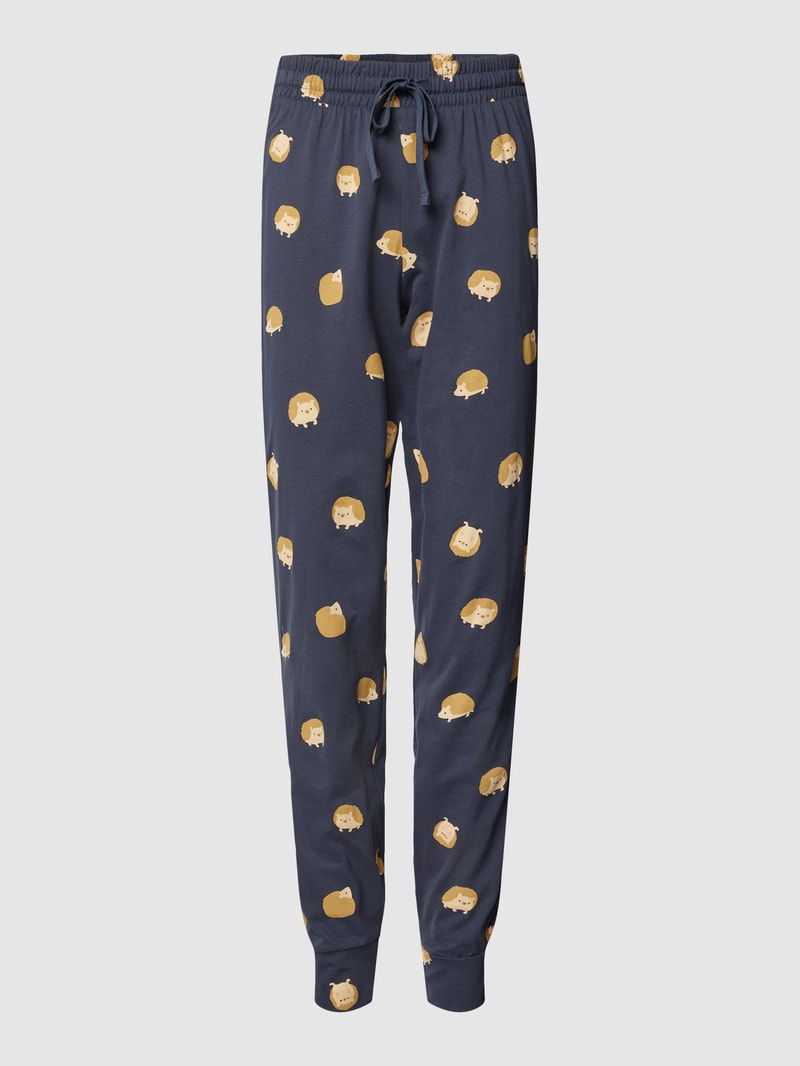 Pyjama-Hose mit Allover-Print in dunkelblau