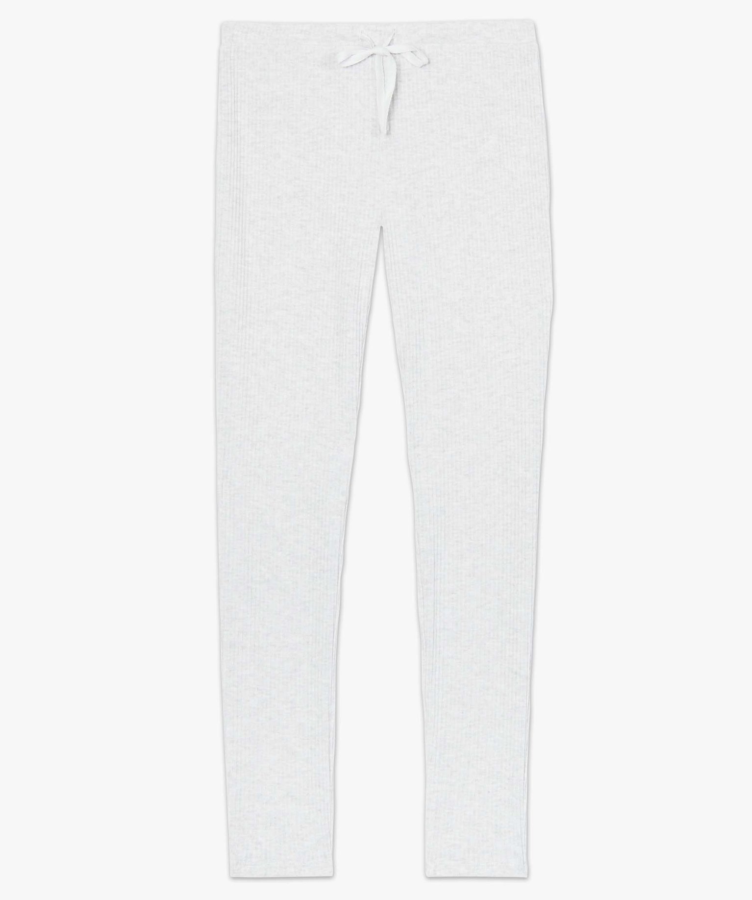 Pantalon de pyjama femme en maille ctelée gris clair | GEMO
