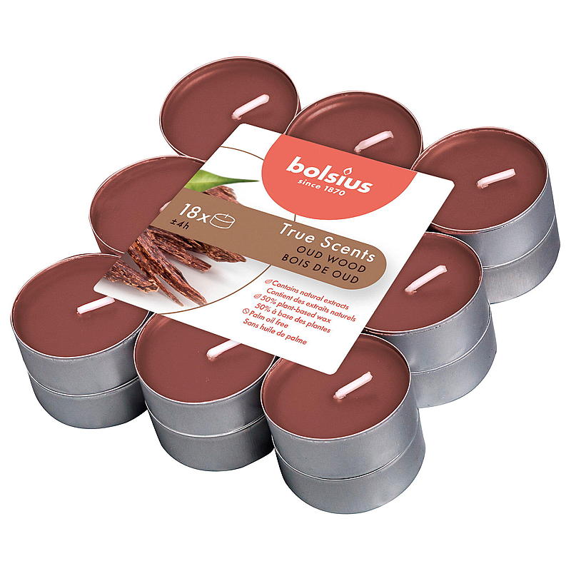 Bolsius Telys 18-pk m/duft oud wood