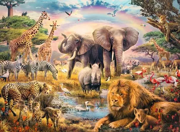 Kinderpuzzle ab 6 Jahren - Afrikanische Savanne - 100 Teile