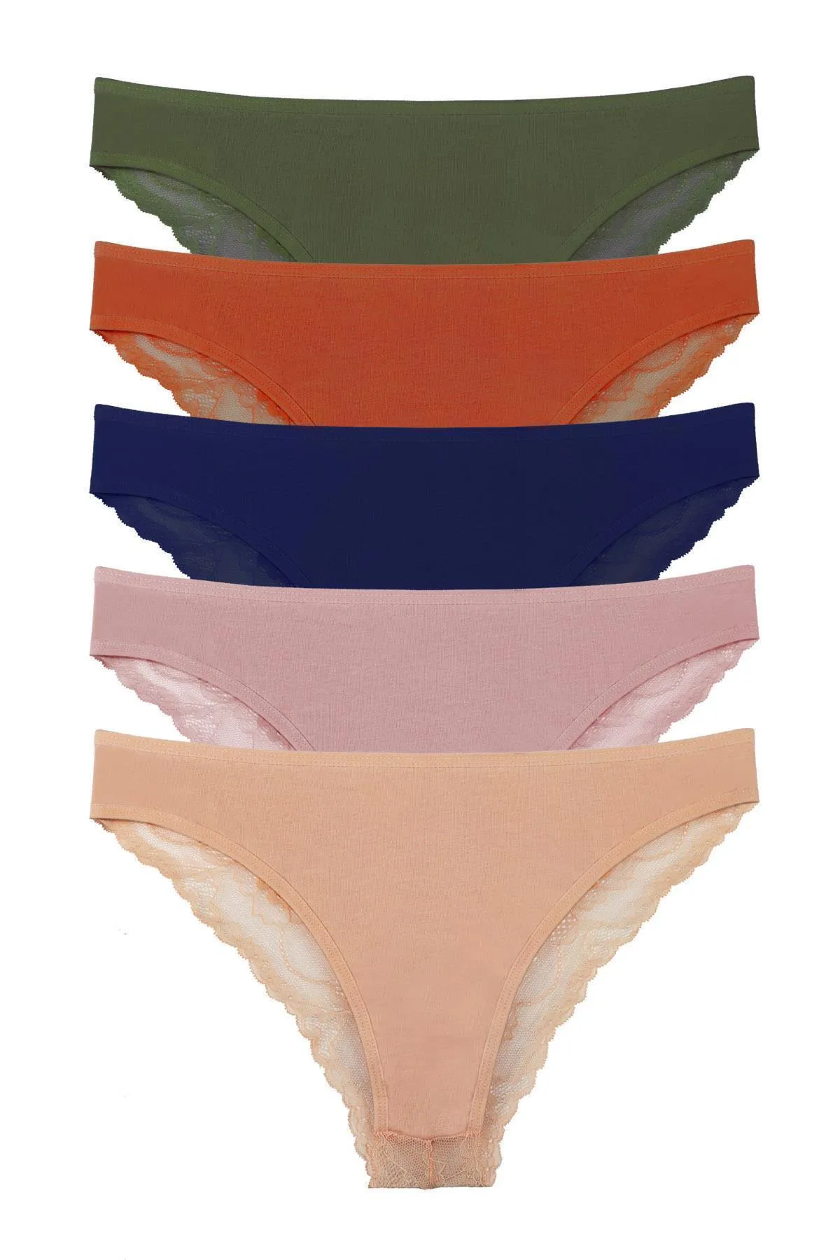 Sensu  Brasilianisches Höschen mit Spitzenrücken für Damen, 5er-Set