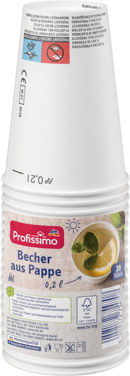 Becher aus Pappe, 20 St
