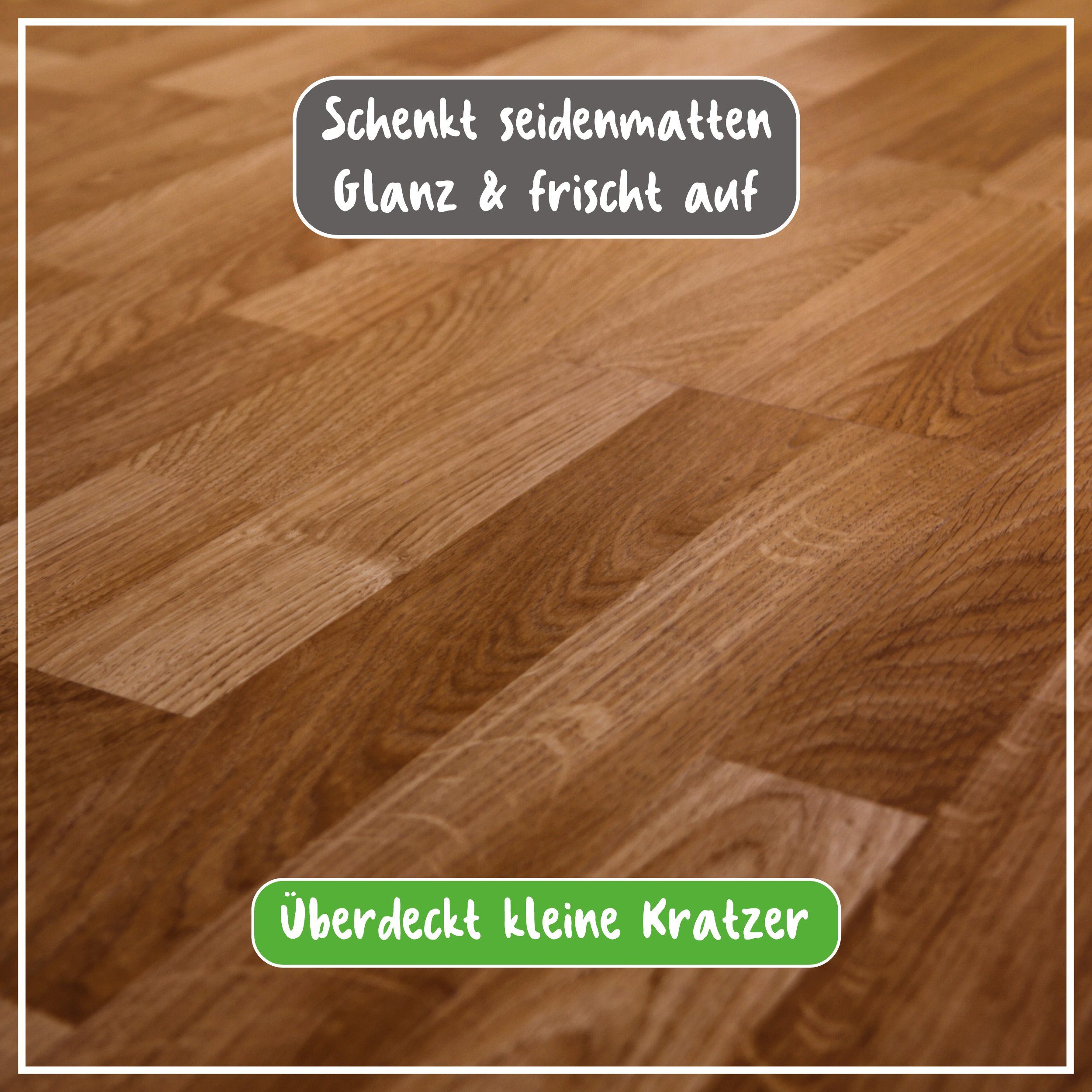 poliboy Parkett Renovierer Seidenmatt - 500ml - Parkettreiniger (für strapazierte Holz- und Korkböden - Made in Germany)