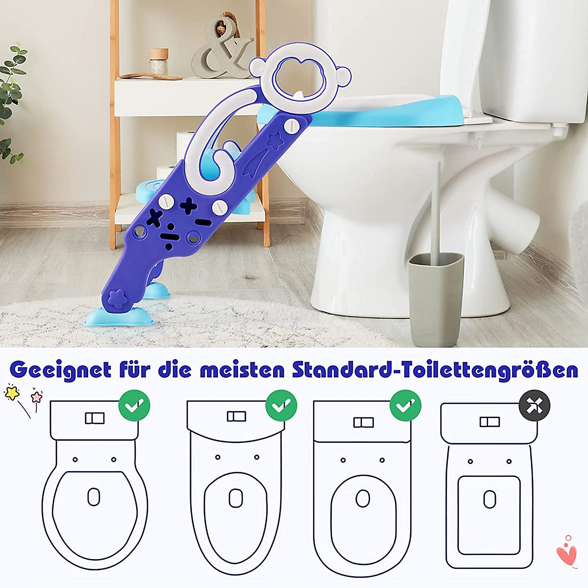 Toilettentrainer höhenverstellbar mit Leiter und Griffe
