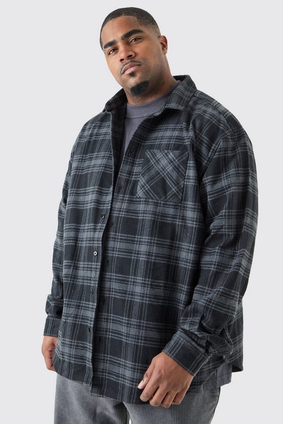 Plus kariertes Oversize Overshirt