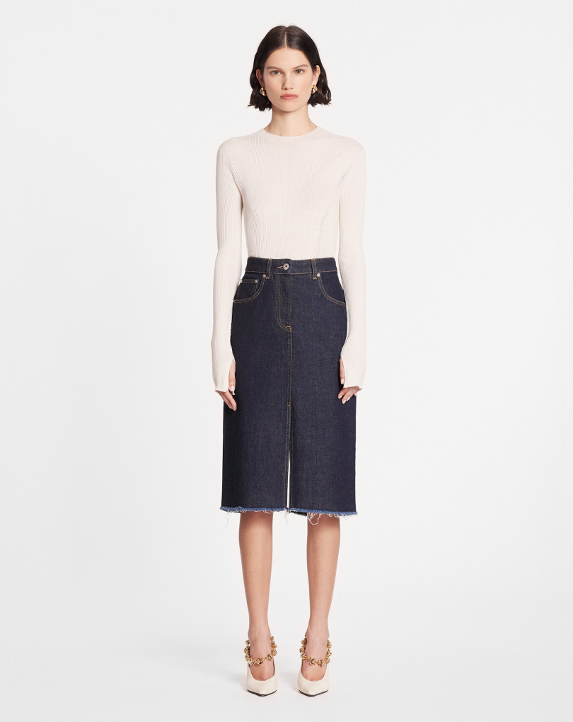 JUPE DENIM DROITE MI-LONGUE