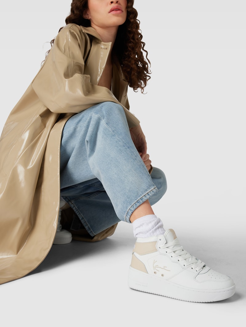 High-Top-Sneaker aus reinem Leder mit Label-Stitching in weiß