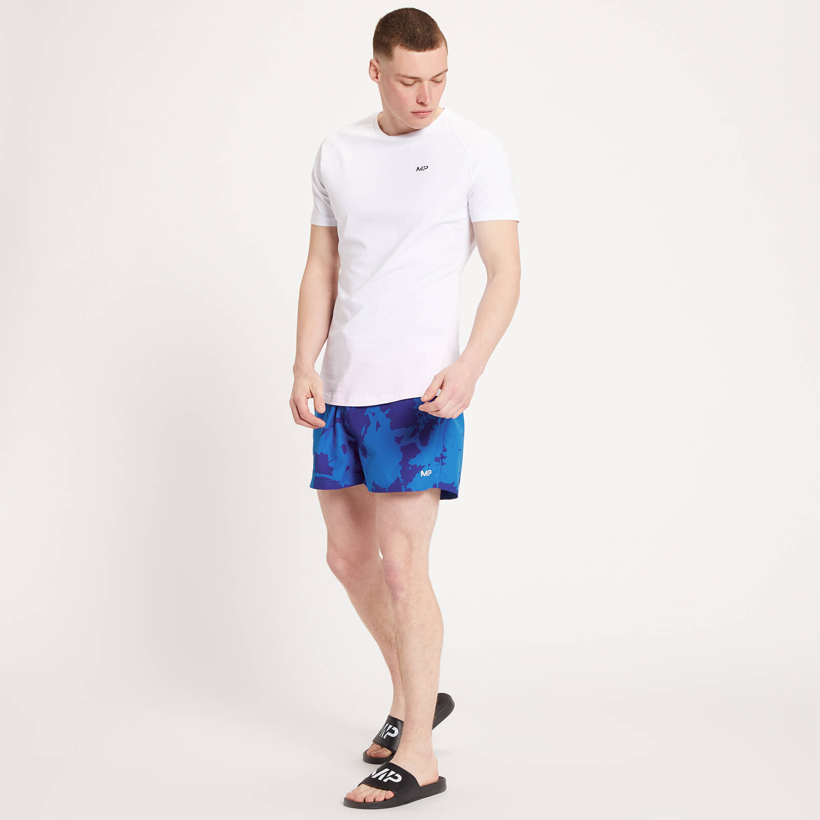 Short de bain à imprimé MP Atlantic pour hommes – Bleu pur
