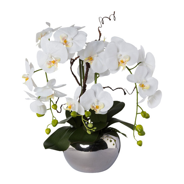 Künstl. Phalaenopsisarrangement im Silbertopf, 55 cm