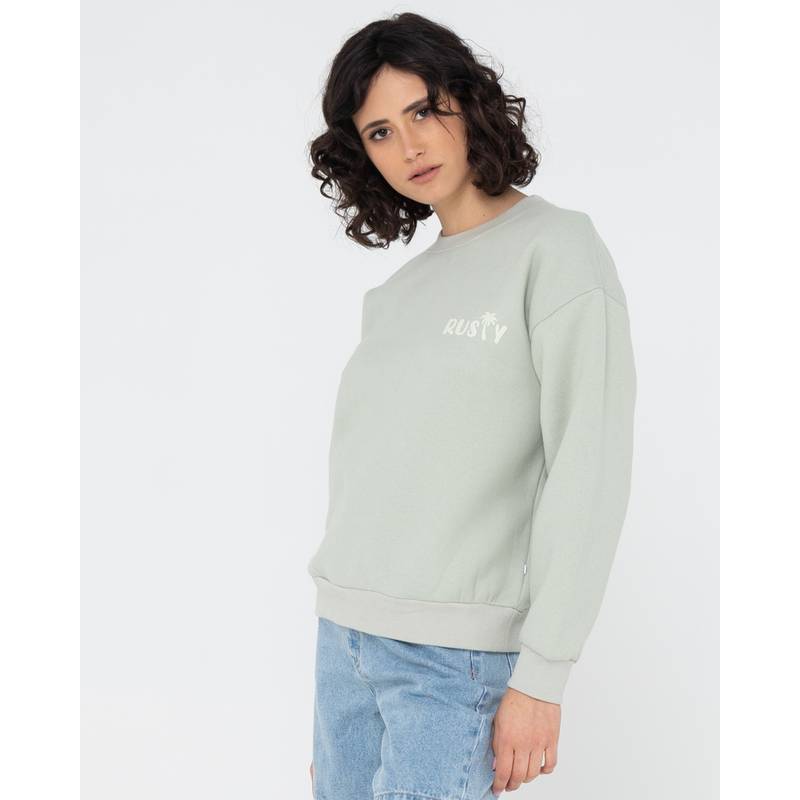 RUSTY RUSTY PALM RELAXED CREW FLEECE Rundhalspullover Damen