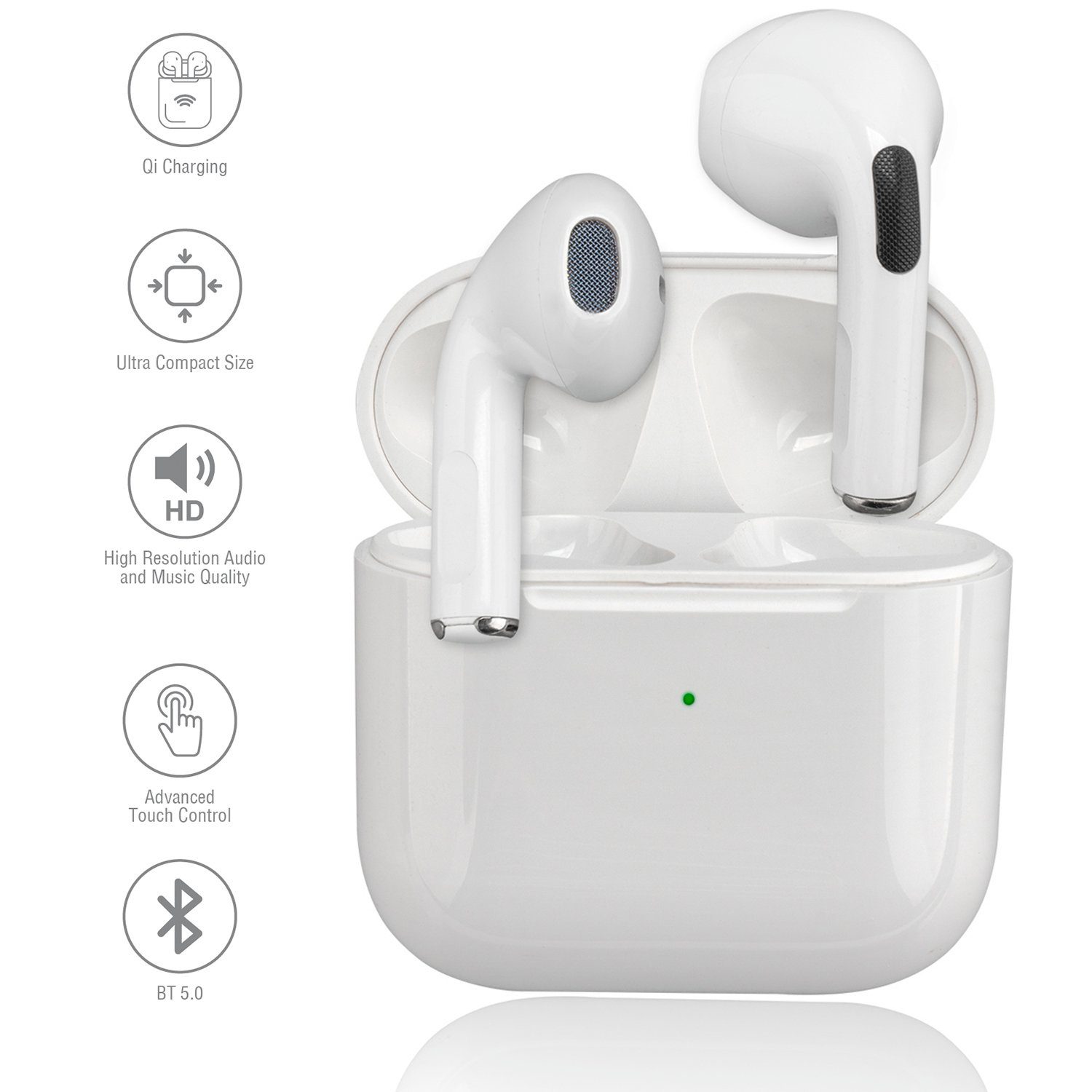 4smarts True Wireless Stereo Headset SkyPods Pro Headset (Sprachsteuerung, Google Assistant, Siri, Bluetooth, höhenverstellbar, 3 Jahre Herstellergarantie)