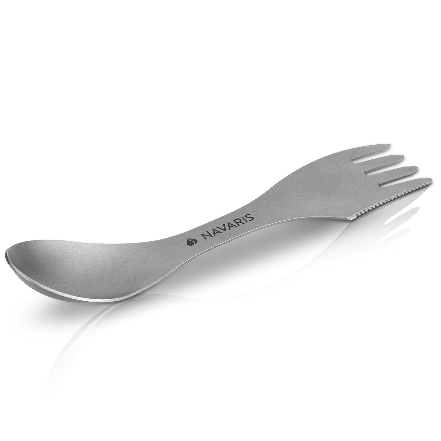 Navaris Campinglöffel 3in1 Titan Camping Besteck - Messer, Gabel und Löffel in Tasche