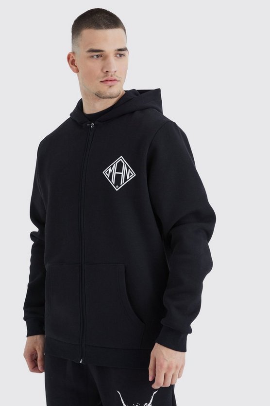 Tall kastiger Man Hoodie mit Reißverschluss