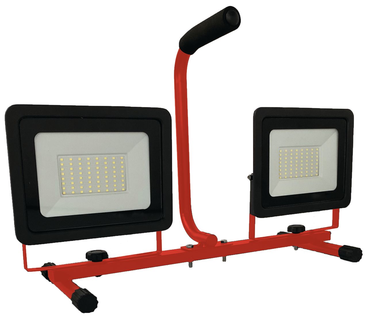 BOXTEC LED 100W (2x50W) Arbeitsleuchte, Baustrahler auf Teleskopstativ, abnehmbar, 5m Gummikabel