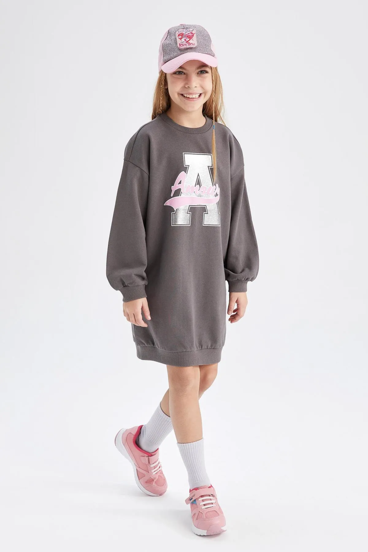 DeFacto  Bedrucktes Sweatkleid mit Rundhalsausschnitt für Mädchen - Langarm Z4933a623sp