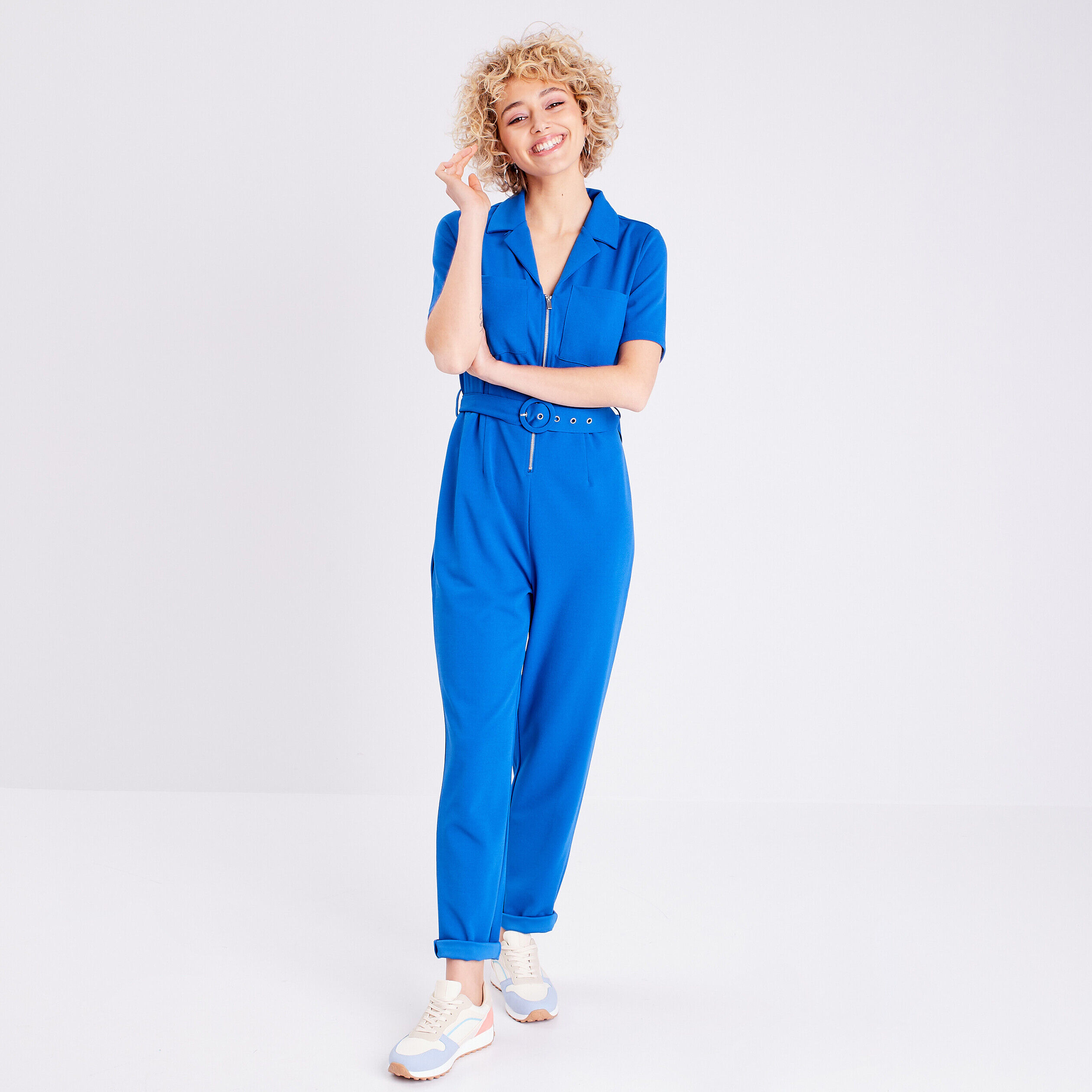 Combinaison pantalon zippée bleu roi femme | Cache Cache