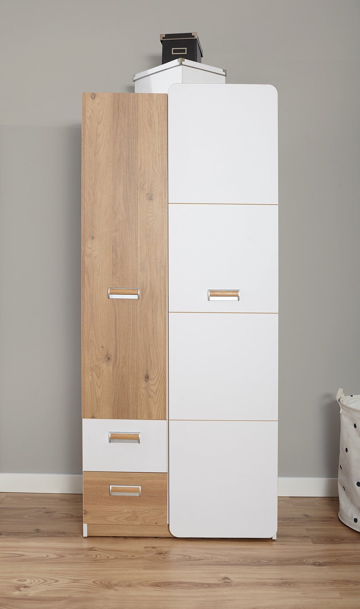 Ticaa Jugendzimmer-Set Lori, (Set, 6-St., Bett, Schrank, Schreibtisch, Standregal, Wandregal, Nachttisch), Bett + Schrank + Schreibtisch + Standregal + Wandregal + Nachttisch
