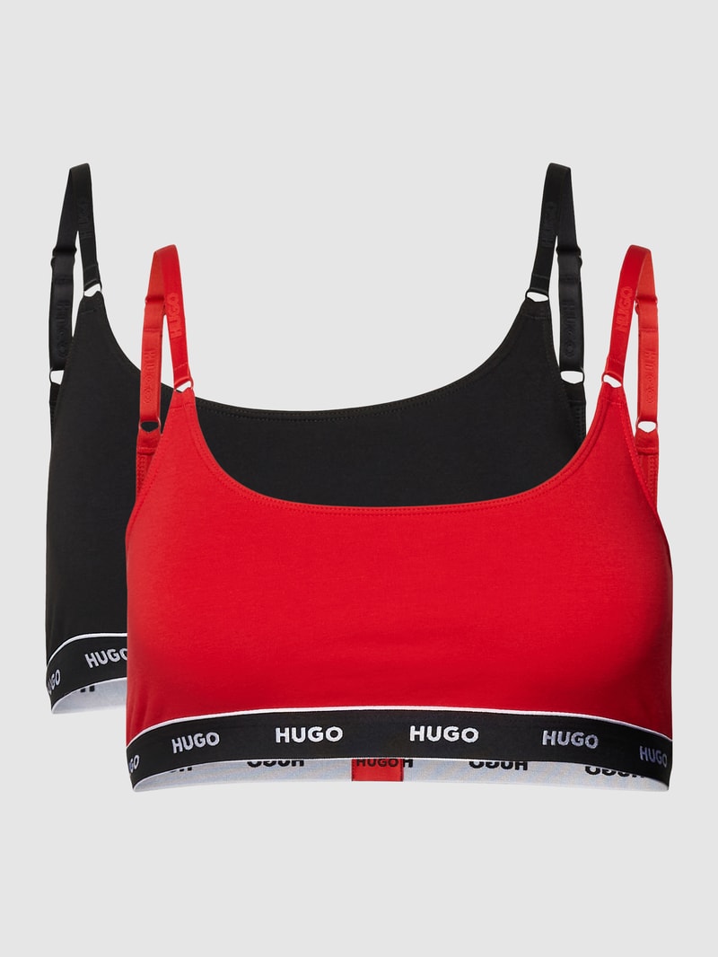 Bralette mit Logo-Bund im 2er-Pack Modell 'TWIN BRALETTE STRIPE' in rot