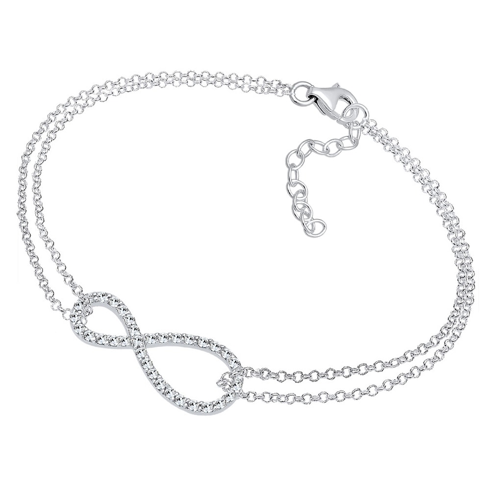 Elli Elli Bracelet Femme Motif Infinity Basic avec Cristaux en Argent Sterling 925 Bracelet