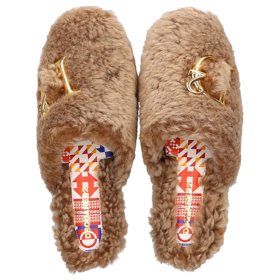 Dsquared2 - Hausschuhe D2 STATEMENT Fell - beige