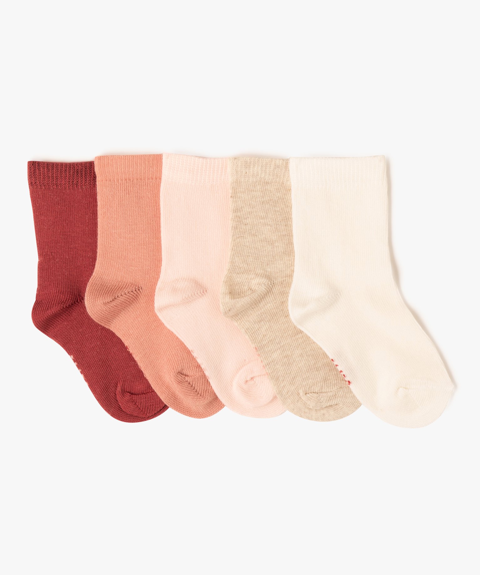 Chaussettes unies bébé (lot de 5) rose | GEMO