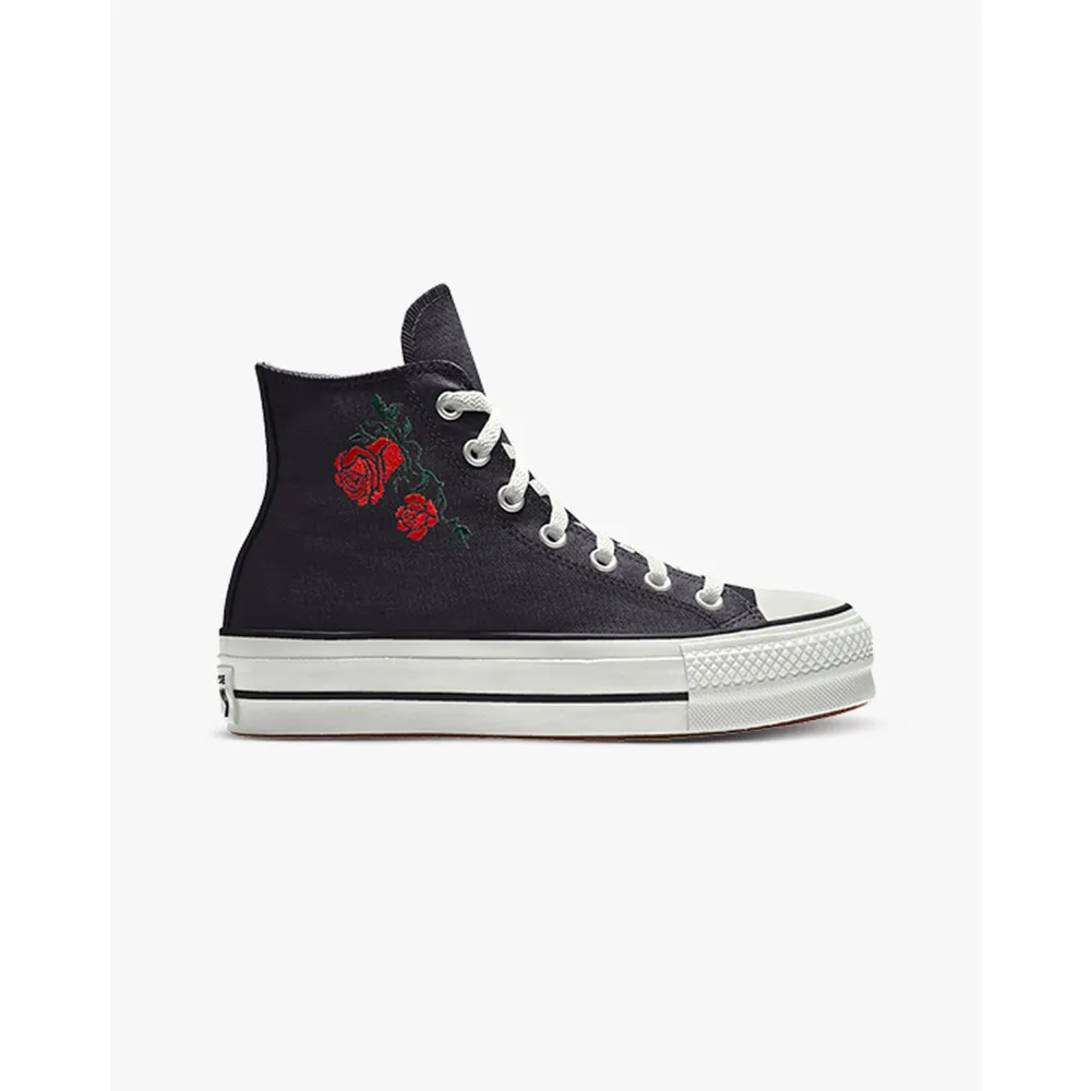 Converse Custom Chuck Taylor All Star Lift Platform Embroidery By You A03766CHO23_BLACK_ROSE_GR / schwarz