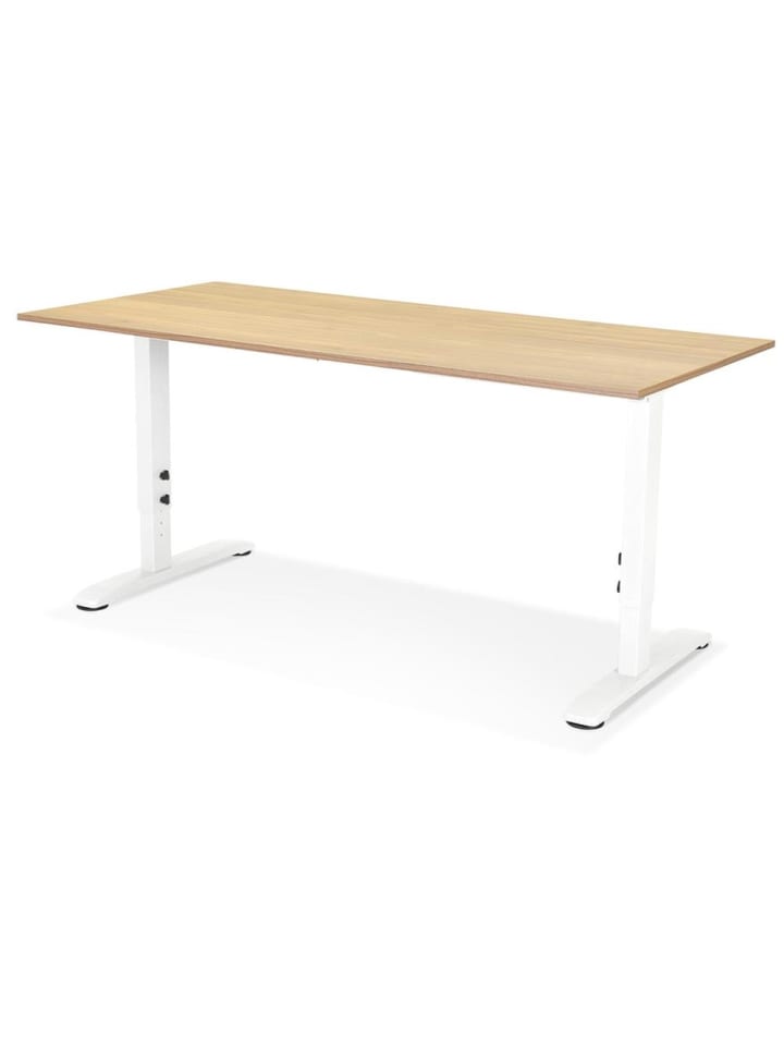 KADIMA DESIGN Schreibtisch höhenverstellbar 160x80 cm, ergonomisch stabil in Beige-Weiß günstig kaufen