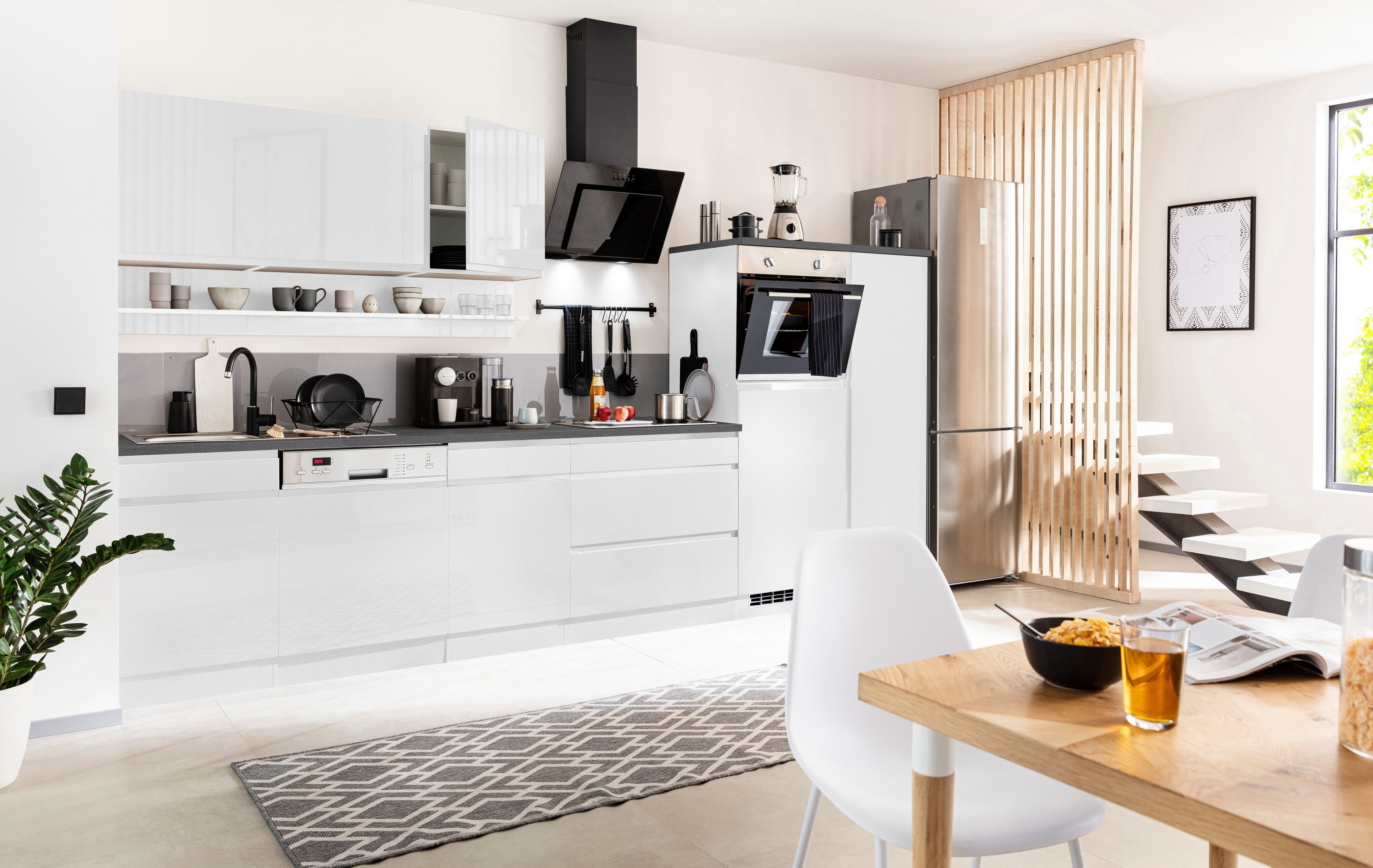 HELD MÖBEL Küche Virginia, Breite 350 cm, mit Glaskeramik-oder Induktionskochfeld