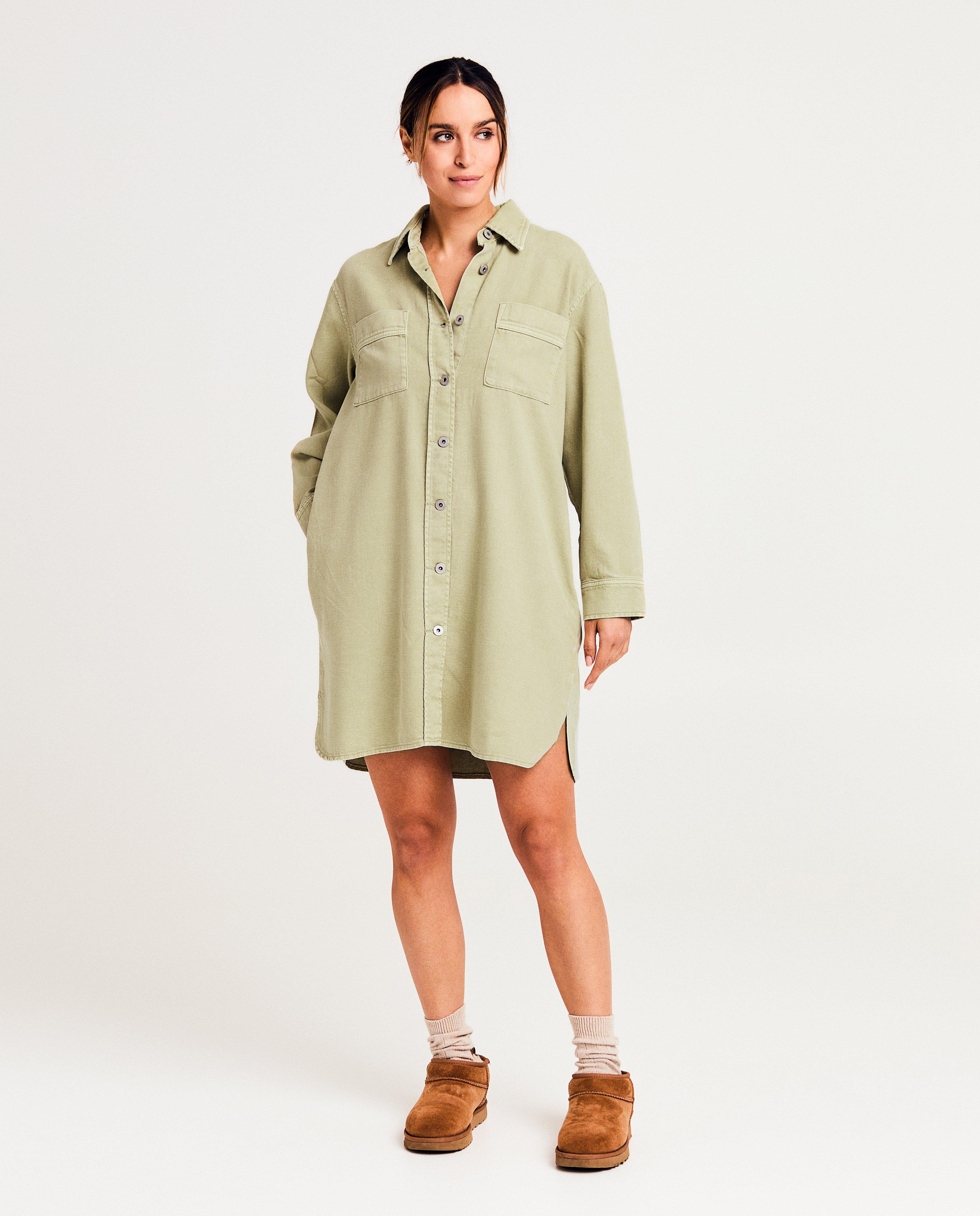 Sora Grön khaki denimklänning