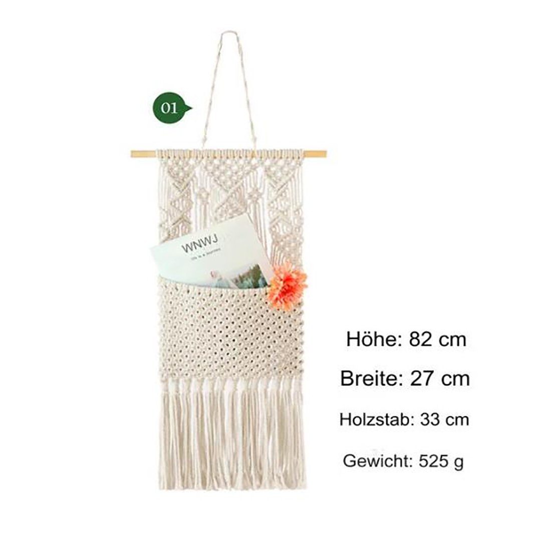 Wandteppich Spitzenwandbehang Wanddekoration 27 cm (Breite) × 82 cm (Länge), FIDDY, Magazinaufbewahrungsbehälter Baumwoll-Wandteppichtasche