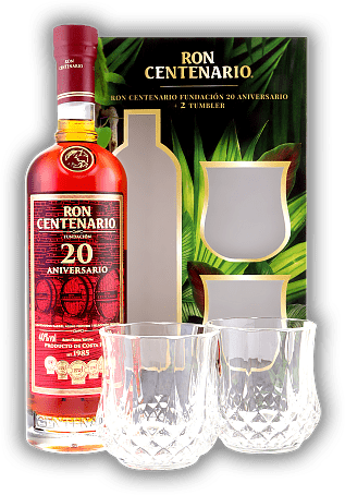 Ron Centenario Sistema Solera 20 Anos Fundacion GP mit 2 Tumbler Gläser Ron Centenario Sistema Solera 20 Anos Fundacion GP mit 2 Tumbler Gläser Ron Centenario Sistema Solera 20 Anos Fundacion GP mit 2 Tumbler Gläser Alter 20 J. - 0,7	 Liter - Vol 40%