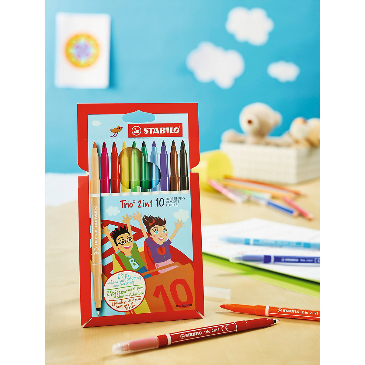 Filzstift und Fineliner in einem, Trio 2 in 1