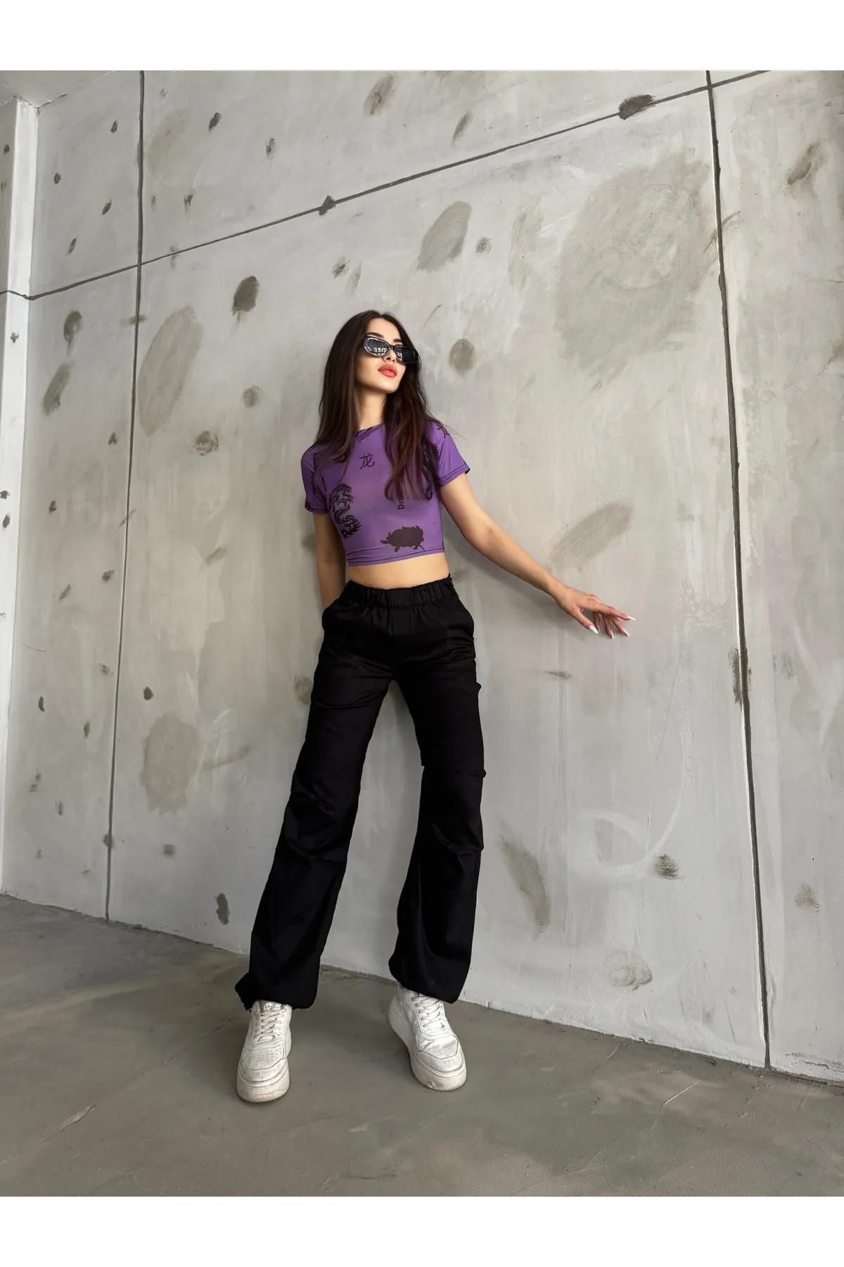 BİKELİFE  Schwarze Stopper-Fallschirmhose für Damen
