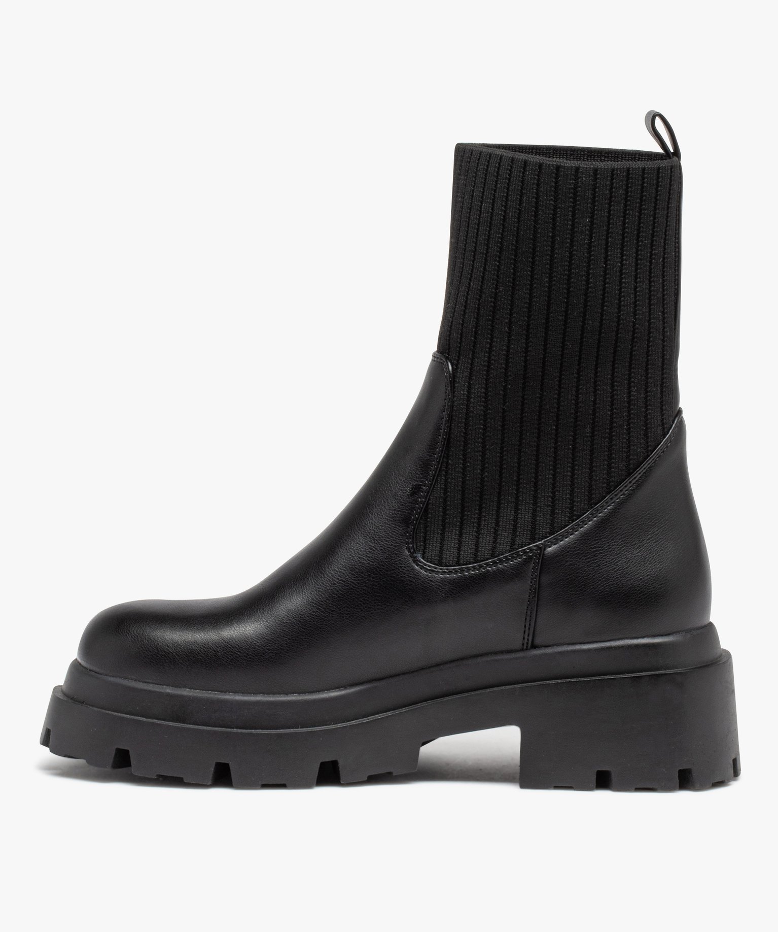 Boots col chaussette à épaisse semelle crantée femme noir | GEMO