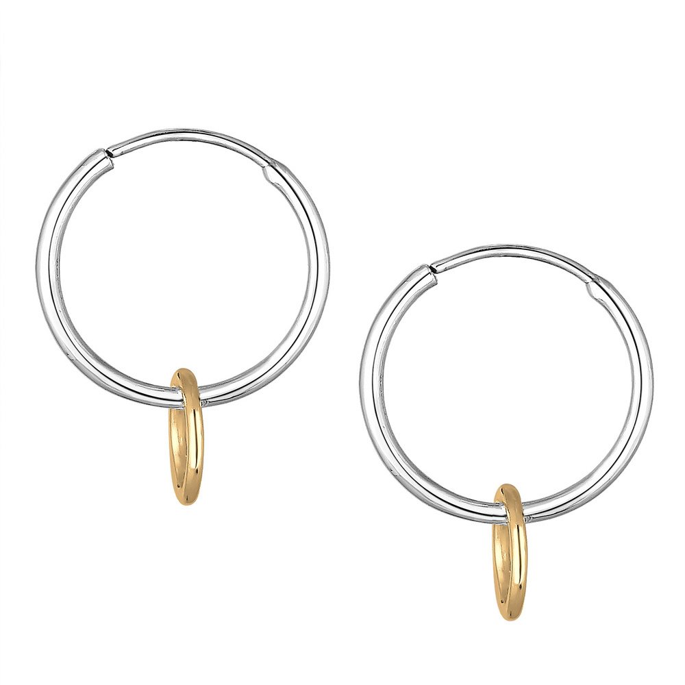 Elli Elli Boucles d'Oreilles Hänger Kreis Geo Look Basic Bi-Color 925 Silber Boucles d'oreilles