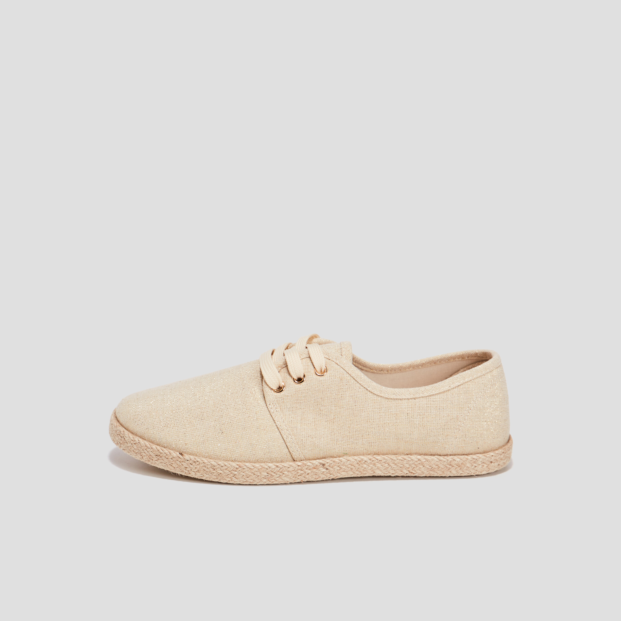 Derbies en toile à lacets jaune or femme | La Halle
