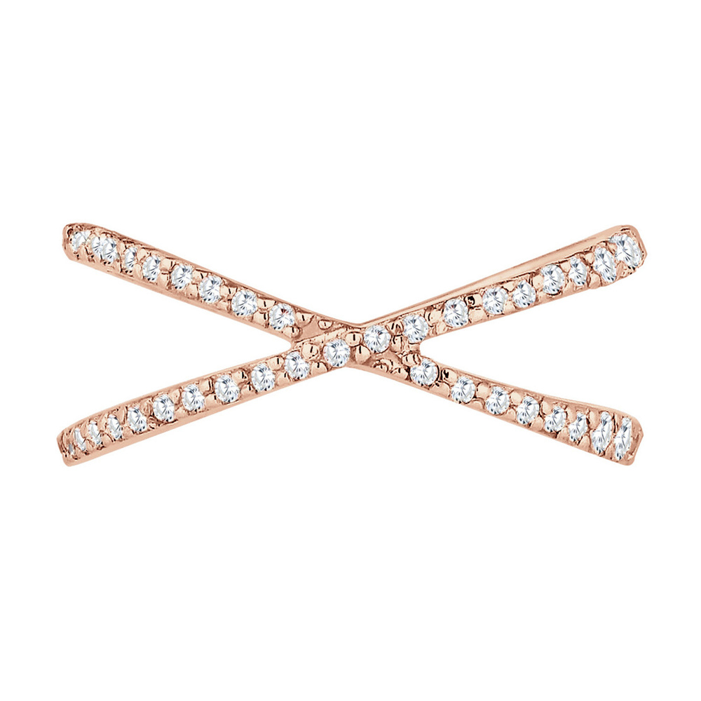 Elli Elli Bague Femmes Enroulement X avec Cristaux de Zirconium en Argent Sterling 925 Bague