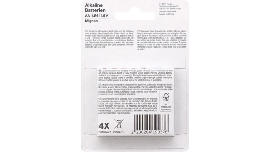 ON&ON Batterien Mignon AA LR6 1,5V, 4 St