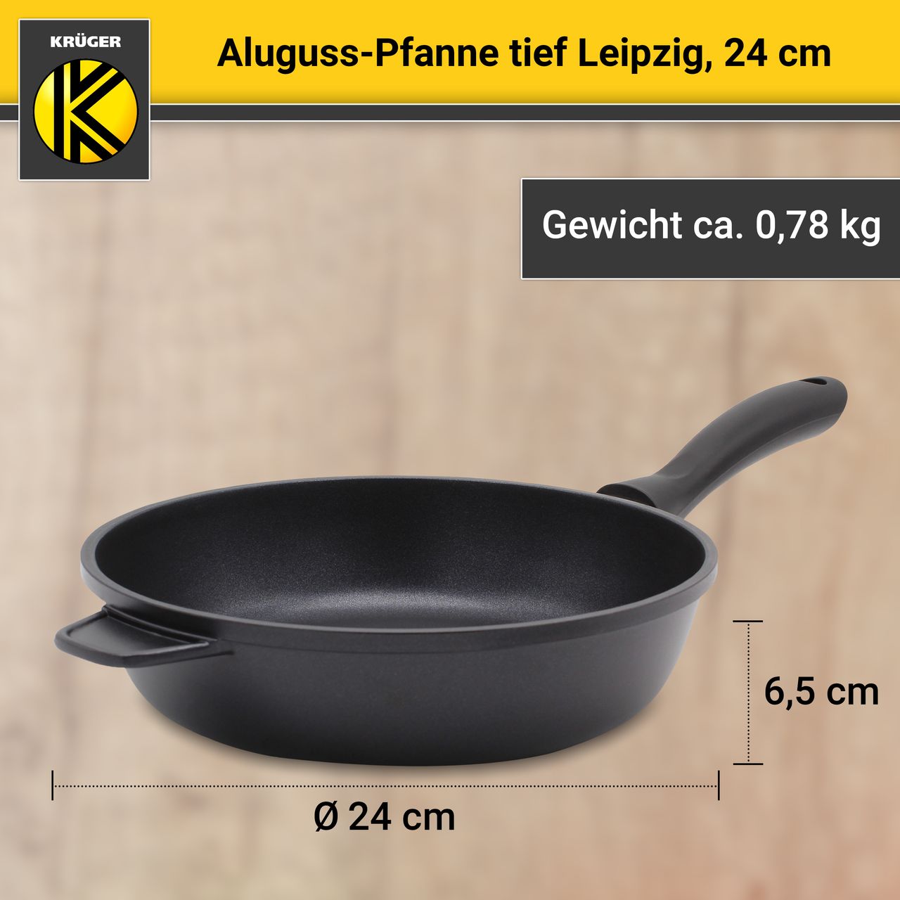 Karl Krüger Aluguss Pfanne LEIPZIG tief, 24 cm